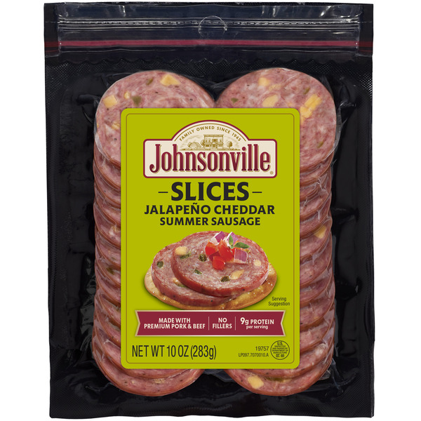 Johnsonville Johnsonville Jalapeno and Cheddar Pork Summer Sausage Slices 10oz packages/8ct case