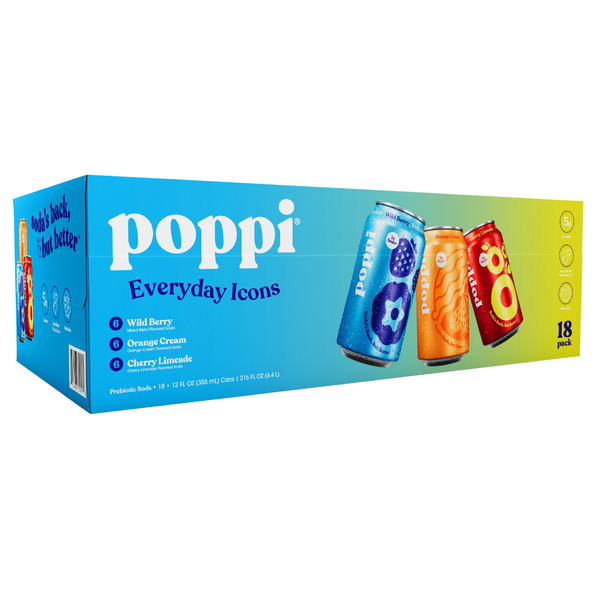Poppi Soda, Everyday Icons Variety Pack, 12 fl oz, 18-count Same