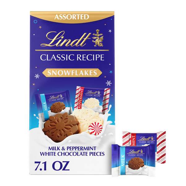 Lindt Classic Recipe Snowflakes Assorted Milk and Peppermint White