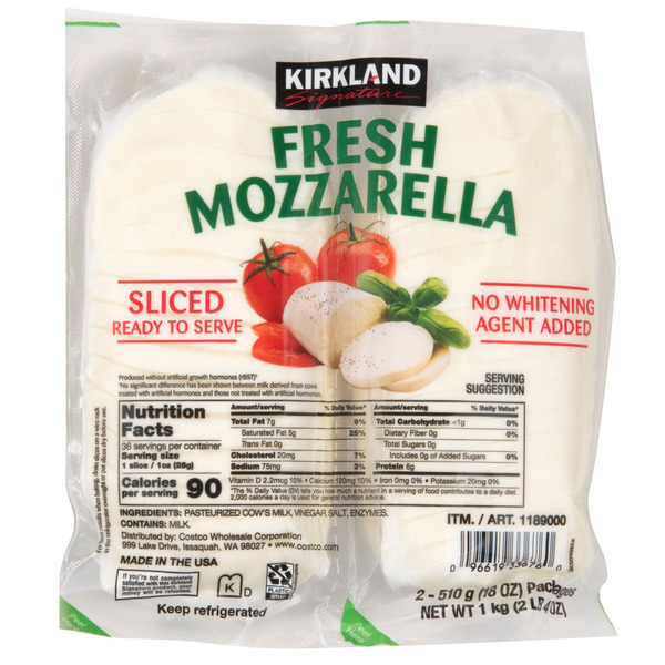 Kirkland Signature Fresh Mozzarella, 18 oz, 2-count