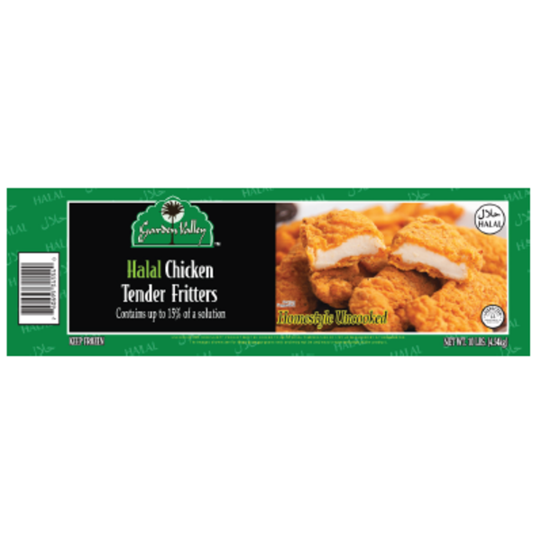 Garden Valley Halal Chicken Tender Fritters, Uncooked - 10 lbs