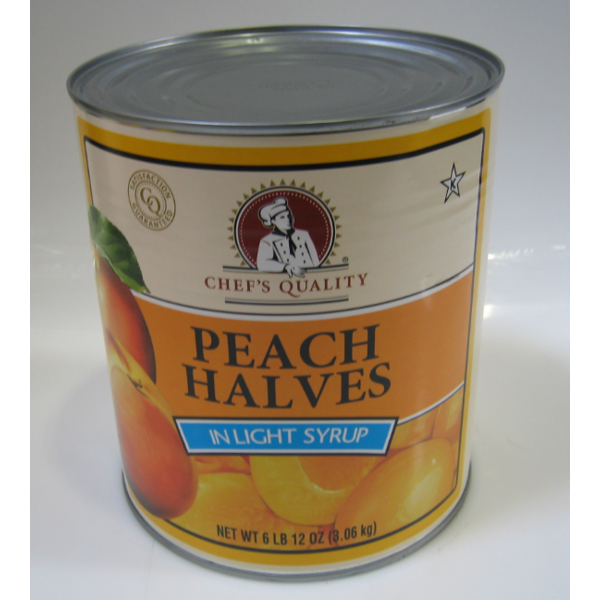 Chef's Quality - Peach Halves in Light Syrup - #10 cans