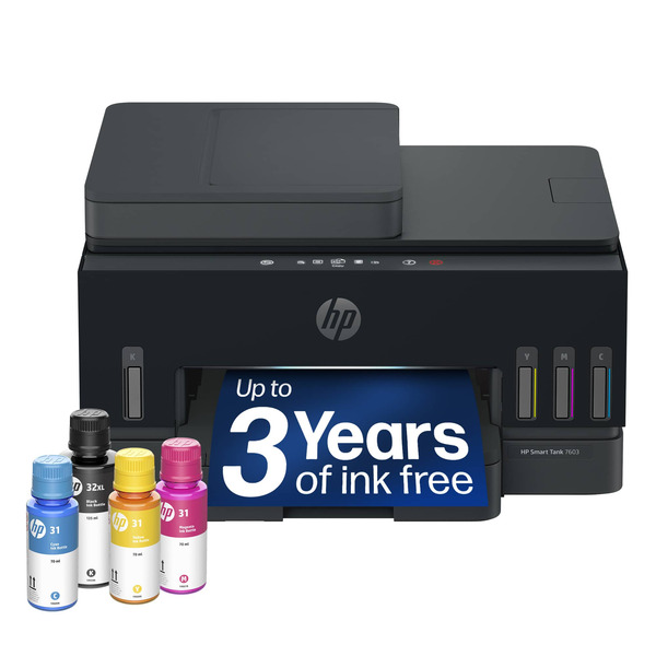 HP Smart Tank 7603 Wireless All-in-One AI-Enabled Cartridge-Free Supertank Inkjet Printer with Fax & 3 Years of Ink Included - Basalt