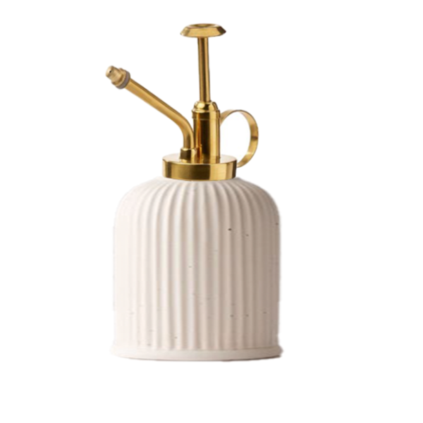 Live Trends Ceramic White and Gold Plant Mister