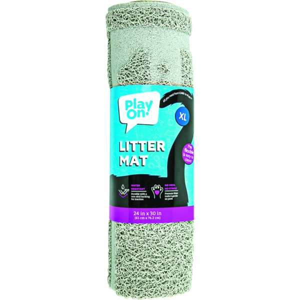 Play On PVC Litter Cat Mat, 30 X 24 in - Grey