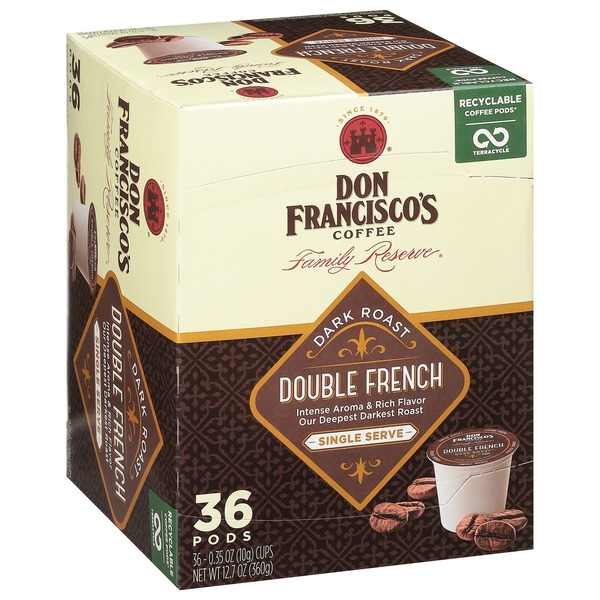 Don Francisco's Coffee, Dark Roast, Double French, Single Serve