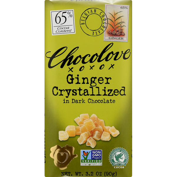 Chocolove Dark Chocolate, Ginger Crystallized, 65 Cocoa Same-Day