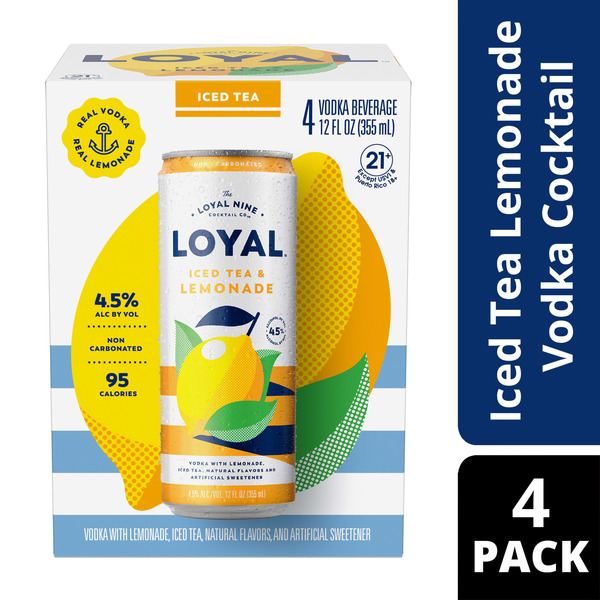 Loyal 9 Iced Tea Lemonade Vodka Cocktail, 4-PACK (4 x 12 oz) Same