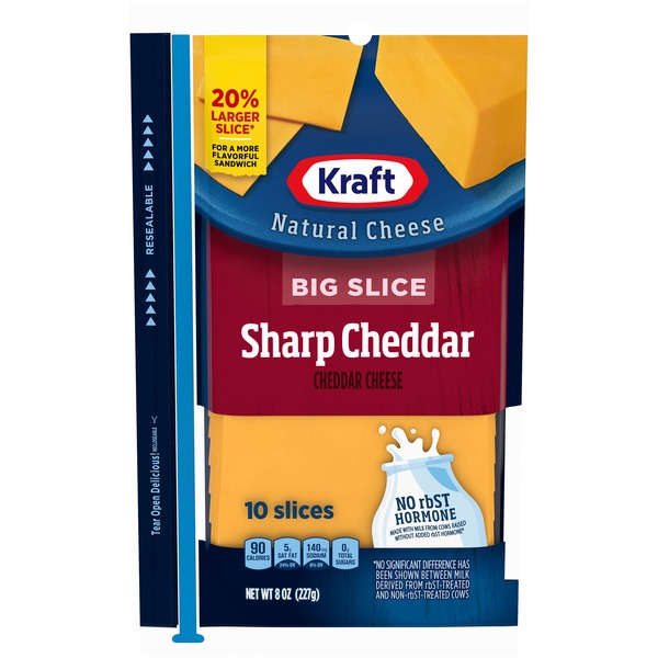 Kraft Big Slice Sharp Cheddar Natural Cheese Slices (8 oz) Instacart