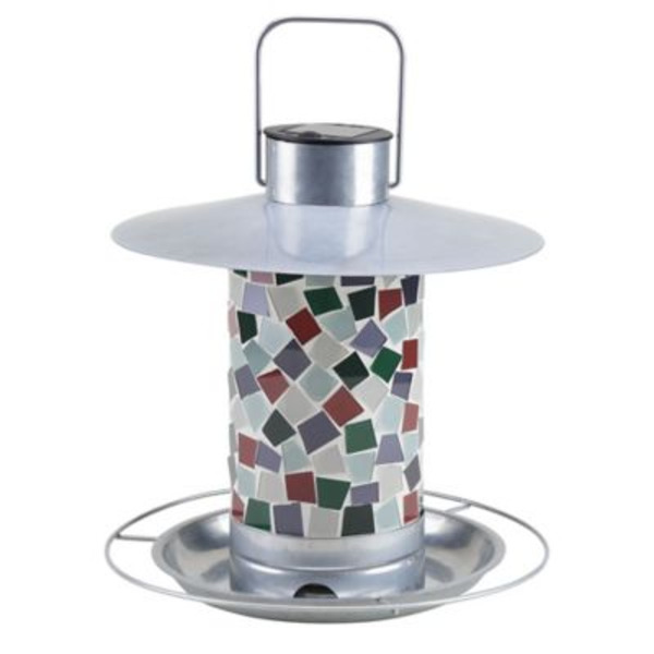 Royal Wing 1.5 lb. Mosaic Bird Feeder with Soft Glowing Solar Powered Light