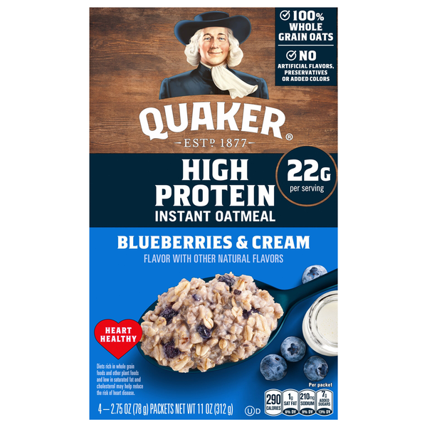 Quaker High Protein Blueberries & Cream Instant Oatmeal