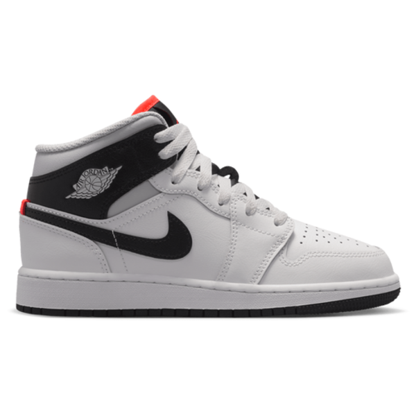 Jordan AJ 1 Mid Boys' Grade School Basketball Shoes, Size 6.5 - Summit White/Black/Infrared