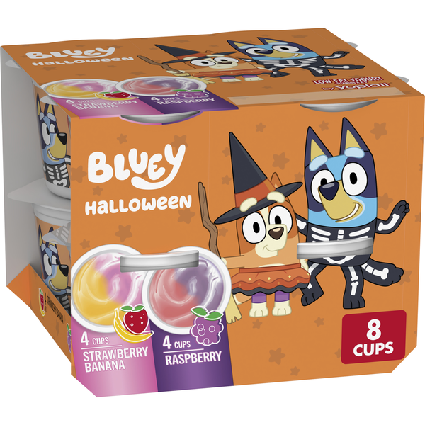 Yoplait Bluey Halloween Strawberry Banana and Raspberry Yogurt