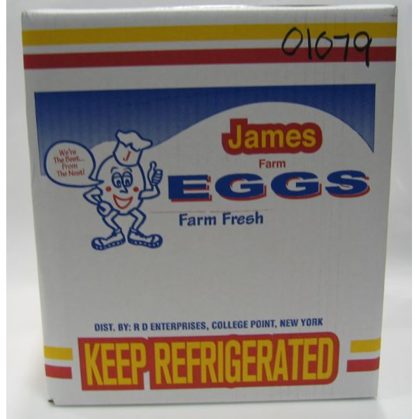James Farm - Extra Large White Eggs, in Cartons - 15 Dozen