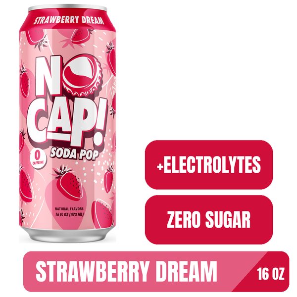 NO CAP! Soda Pop Zero Sugar, Strawberry Dream, Soda with