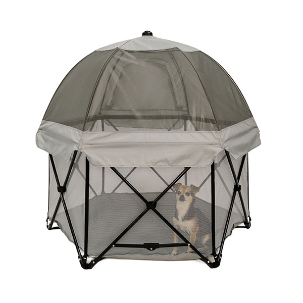 Carlson Pet Products Deluxe Six Panel Pet Pen With Canopy - Gray
