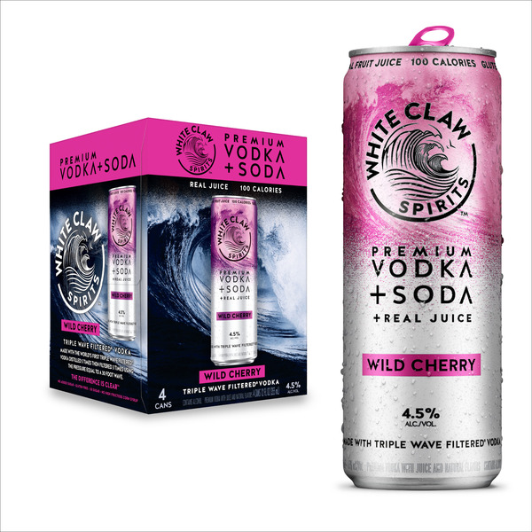 White Claw Spirits RTD Vodka + Soda Wild Cherry, 4 Pack, 12 fl oz