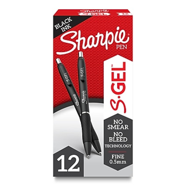 Sharpie 2096145 Black Ink Fine Point S-Gel Retractable Gel Pen