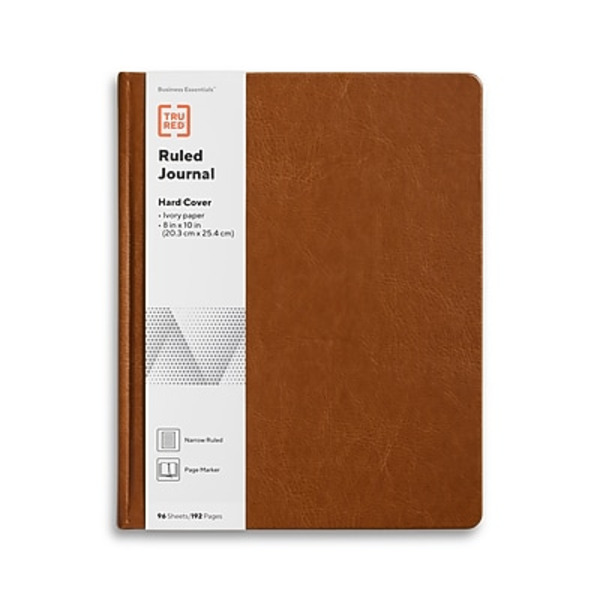 TRU RED Hard Cover Narrow Ruled Journal, 8x10 in - Cognac