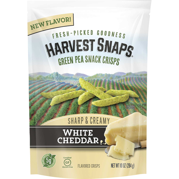 Harvest Snaps Green Pea Snack Crisps, White Cheddar, Sharp & Creamy (10