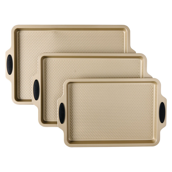 Crofton Gold Diamond Pattern Cookie Sheets - 3 Piece Same-Day Delivery ...