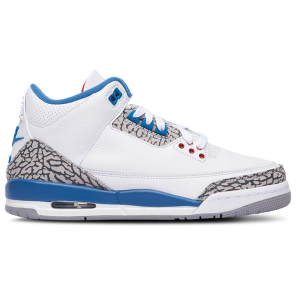 Jordan Air Kids' Grade School 3 Retro 'True Blue' Basketball Shoes, Size 3.5, Medium/D - White/Red/Blue/Grey
