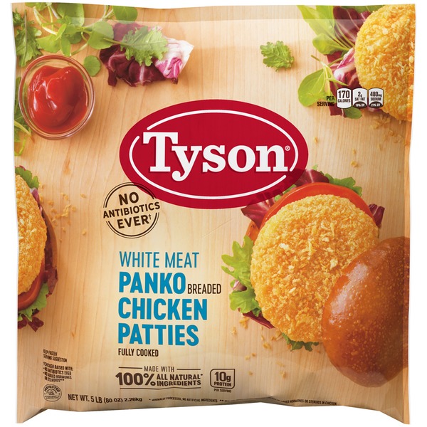 Tyson All Natural* White Meat Panko Breaded Chicken Patties, 5 lb