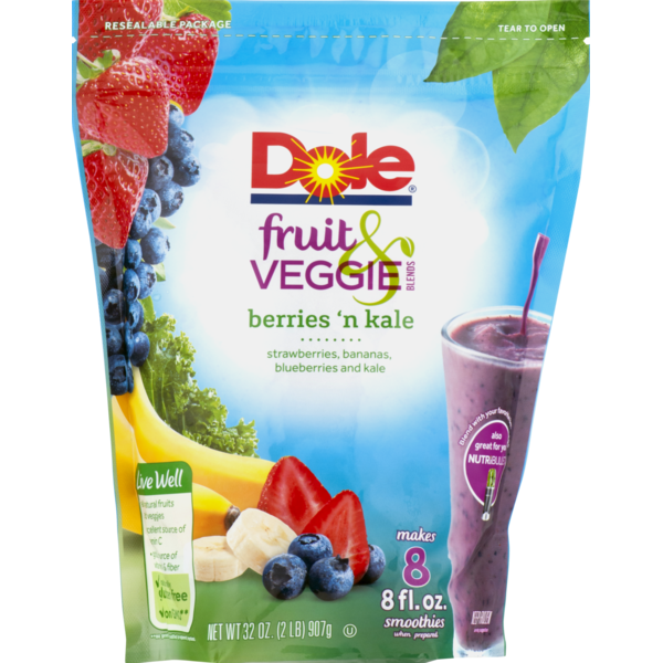 Dole Fruit & Veggie Blends Berries N Kale Smoothie Mix