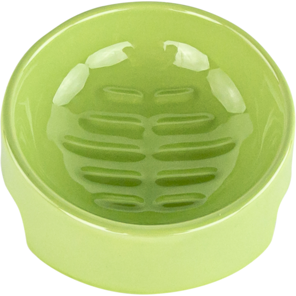 Play On Ceramic Curve Raised Cat Bowl - Green