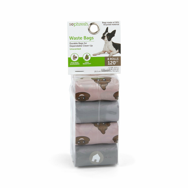 So Phresh Poop Face Unscented Dog Waste Bags - Blue & Gray