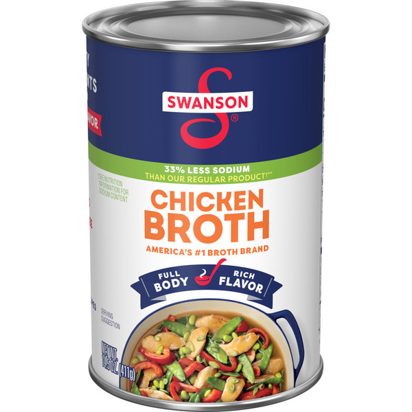 Swanson's Swanson 33% Less Sodium Chicken Broth, 14.5 oz Can