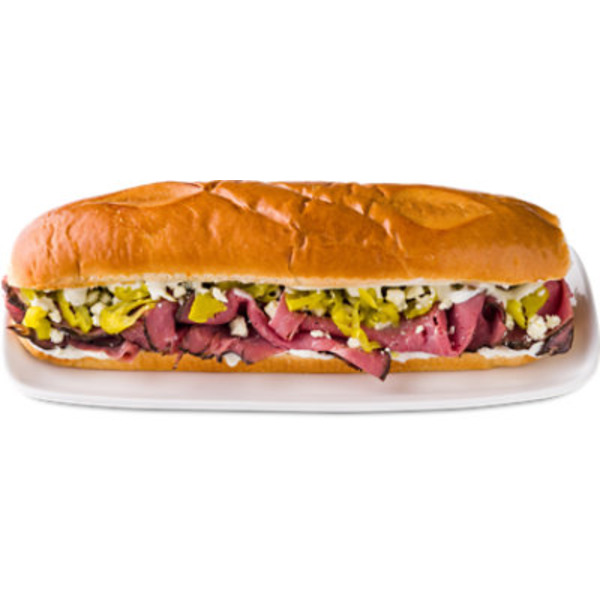 Ready Meals Hot Roast Beef & Blue On Everything Sandwich Roll