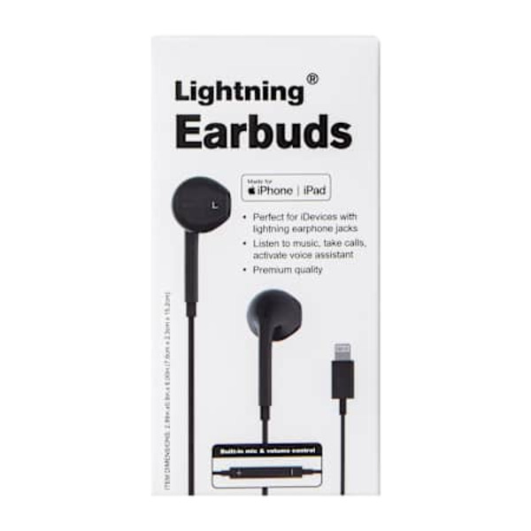 Lightning Wired Earbuds For iPhone & iPad - Black