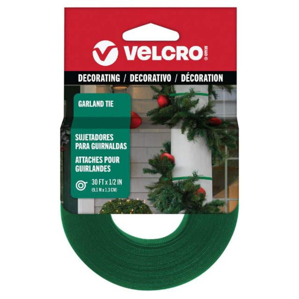 Velcro 1/2 In. X 30 Ft. Hook And Loop Green Garland Tie (1-pack)