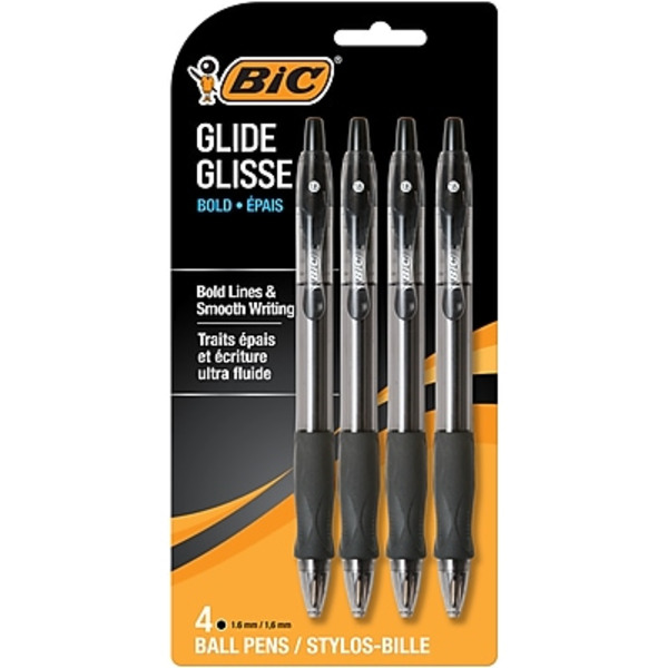 BIC VLGBP41 BLK Black Ink Bold Point Velocity Retractable Ball Point Pens Pack