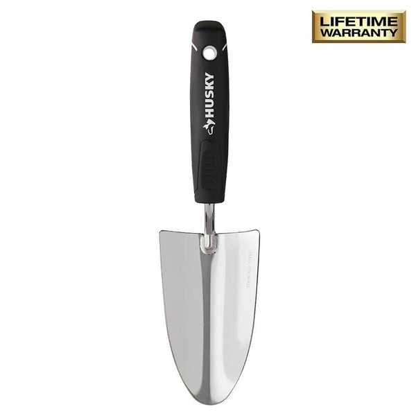 Husky 6.2 In. Double Grip Injection Handle Stainless Steel Garden Trowel