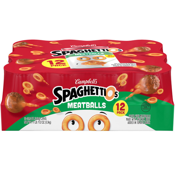 Campbell's SpaghettiOs Canned Pasta with Chicken Meatballs Same