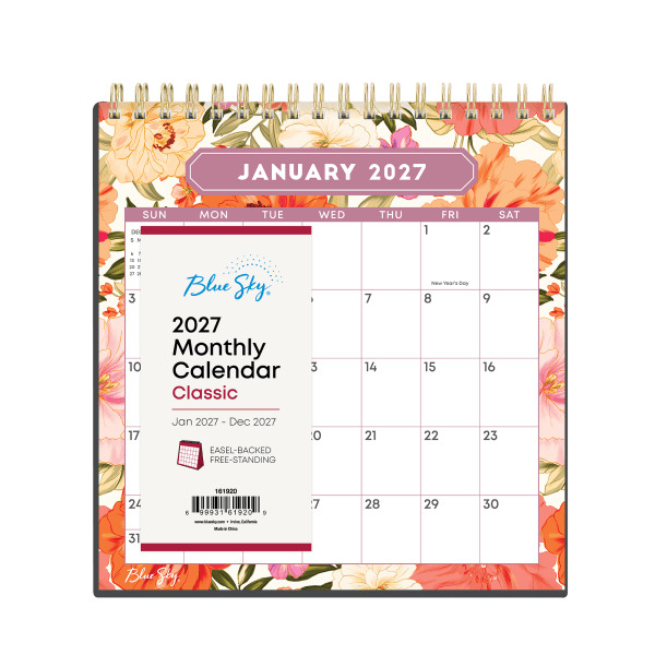 Blue Sky 2027 Monthly Desk Calendar With Stand, 6-1/8 x 6-3/8 in - Lanissa