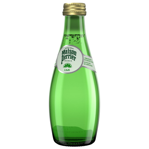 Perrier Lime Sparkling Mineral Water Glass Bottle