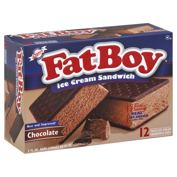 Fat Boy Ice Cream Sandwich, Chocolate (12 each) Instacart