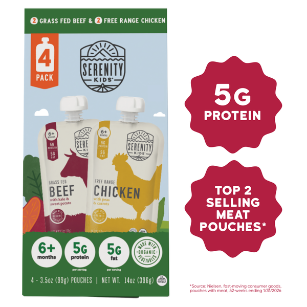 Serenity Kids Chicken & Beef Baby Food Pouches, Variety Pack