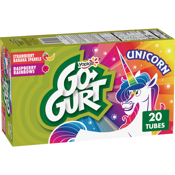 Go-Gurt Unicorn Strawberry Banana and Raspberry Kids Yogurt Tubes