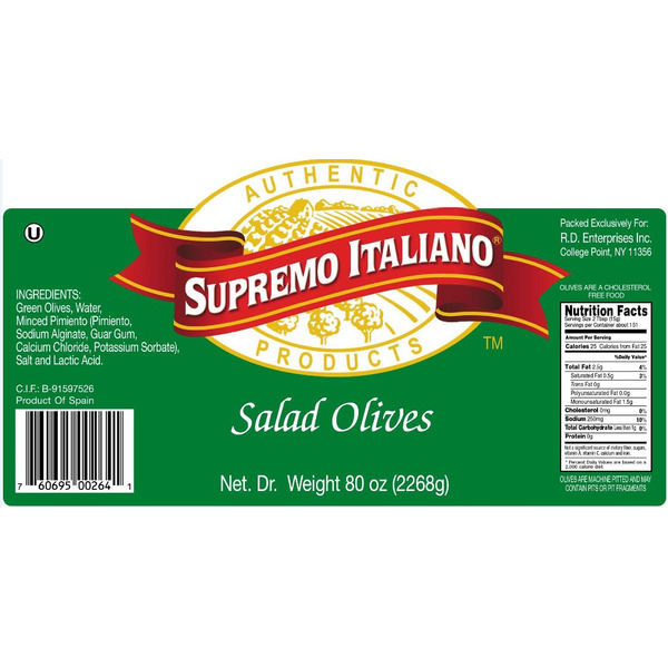 Supremo Italiano - Salad Olives - gallon