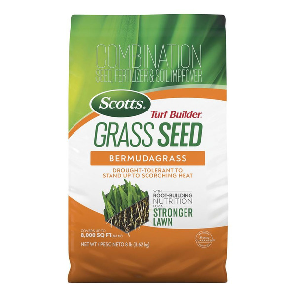 Scotts Turf Builder 8 Lbs. Grass Seed Bermudagrass With Fertilizer And Soil Improver, Drought-tolerant
