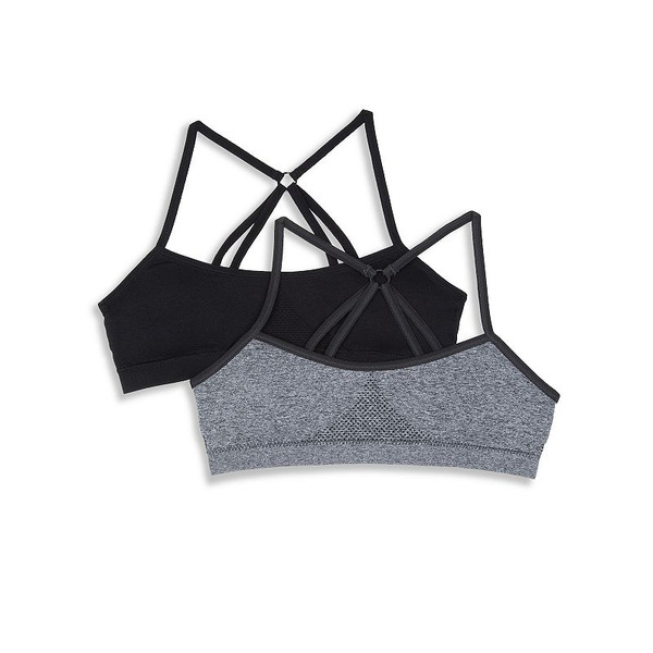 Hanes Girls' 2 Piece Black & Gray Seamless Racerback Bra
