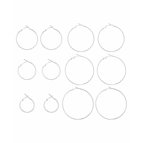 Walmart Time Tru Graduated Smooth Round Wire Hoop Earrings in