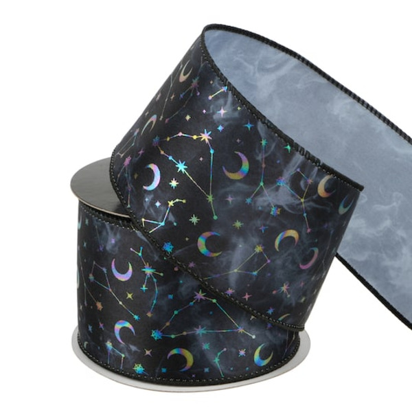 Celebrate It Black Foil Sky Wired Ribbon, 2.5 in