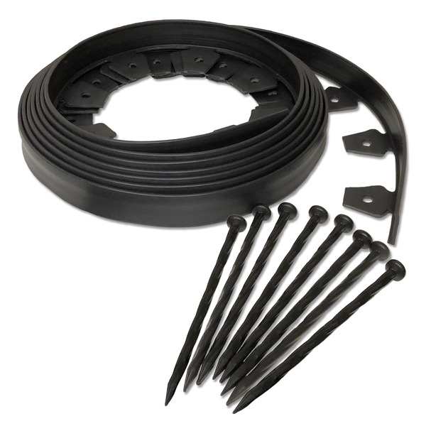 Easy Flex 20-ft x 1.5-in No-Dig Black Plastic Landscape edging roll with stakes