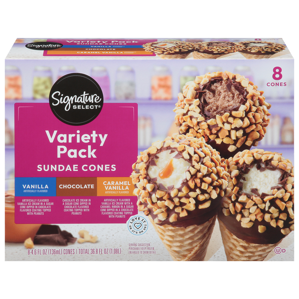 Signature SELECT Sundae Cones, Vanilla/Chocolate/Caramel Vanilla, Variety Pack