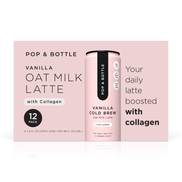 Pop & Bottle Vanilla Oat Milk Lattes w/Collagen Same-Day